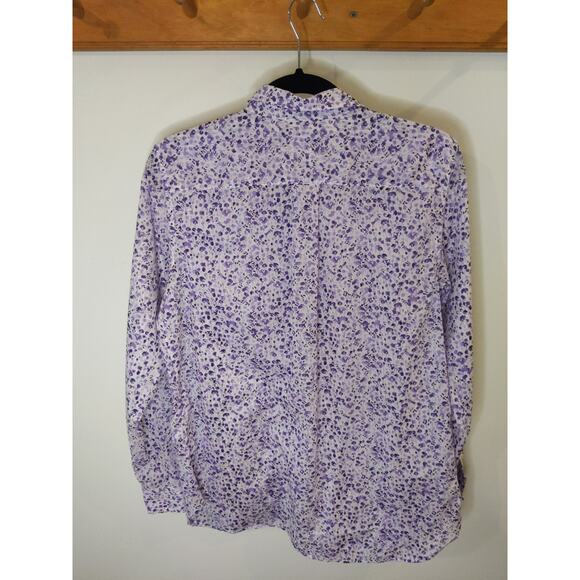 Lauren Ralph Lauren Purple Floral Button Down Shirt Size M Watercolor Print Top - Picture 3 of 7